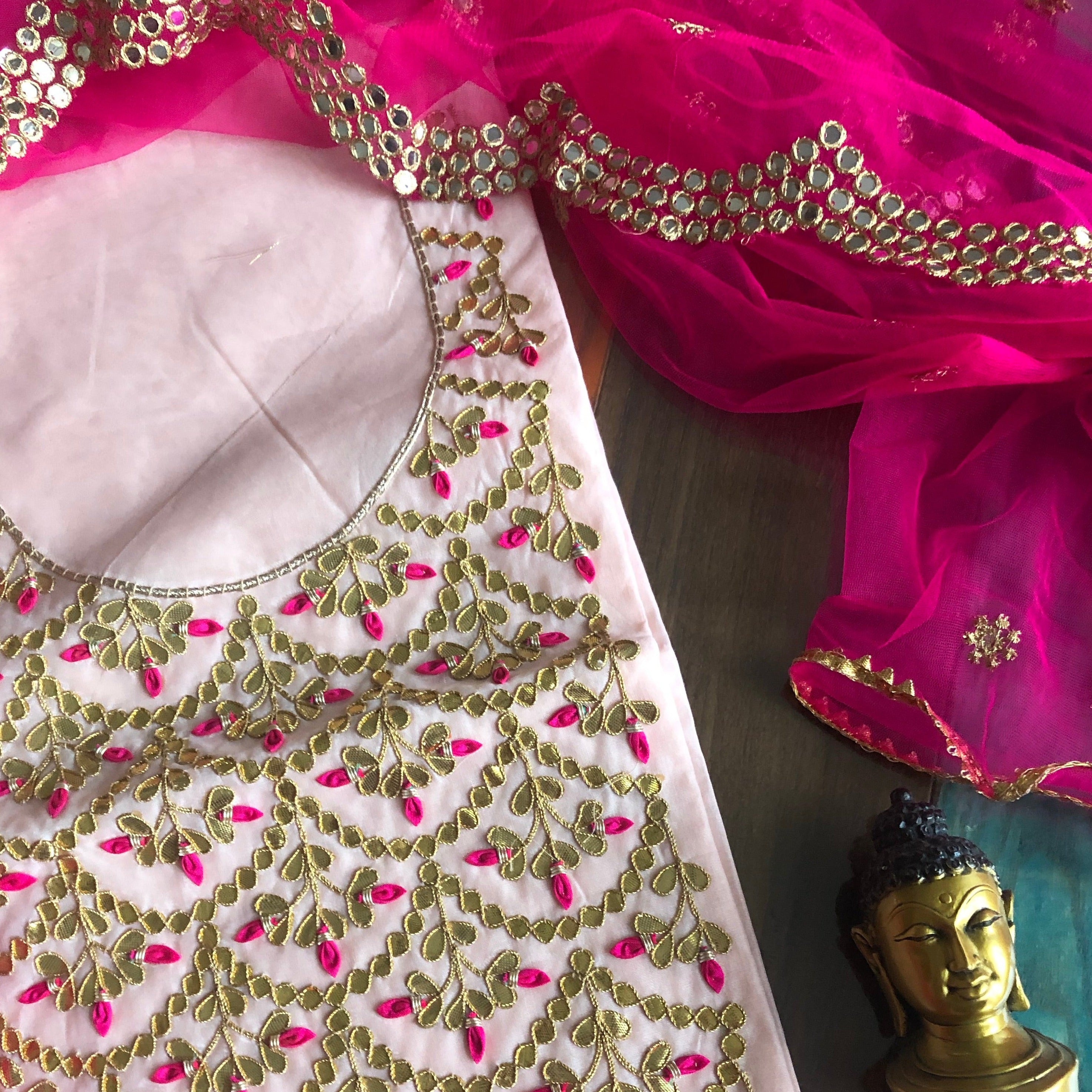 Gotapatti Baby Pink Salwar Suit Set,Buy Bandhani Gota Patti Suit Set Online,Latest Bandhej Gota Patti Suit Set At Affordable Rate