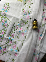 Beautiful Kota Doriya Embroidery Work Suit In White