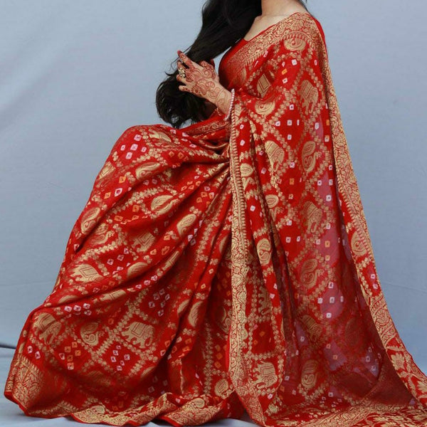 Red  Banarasi Silk Saree