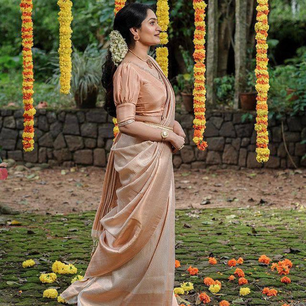 Golden Banarasi Soft Silk Saree With Blouse