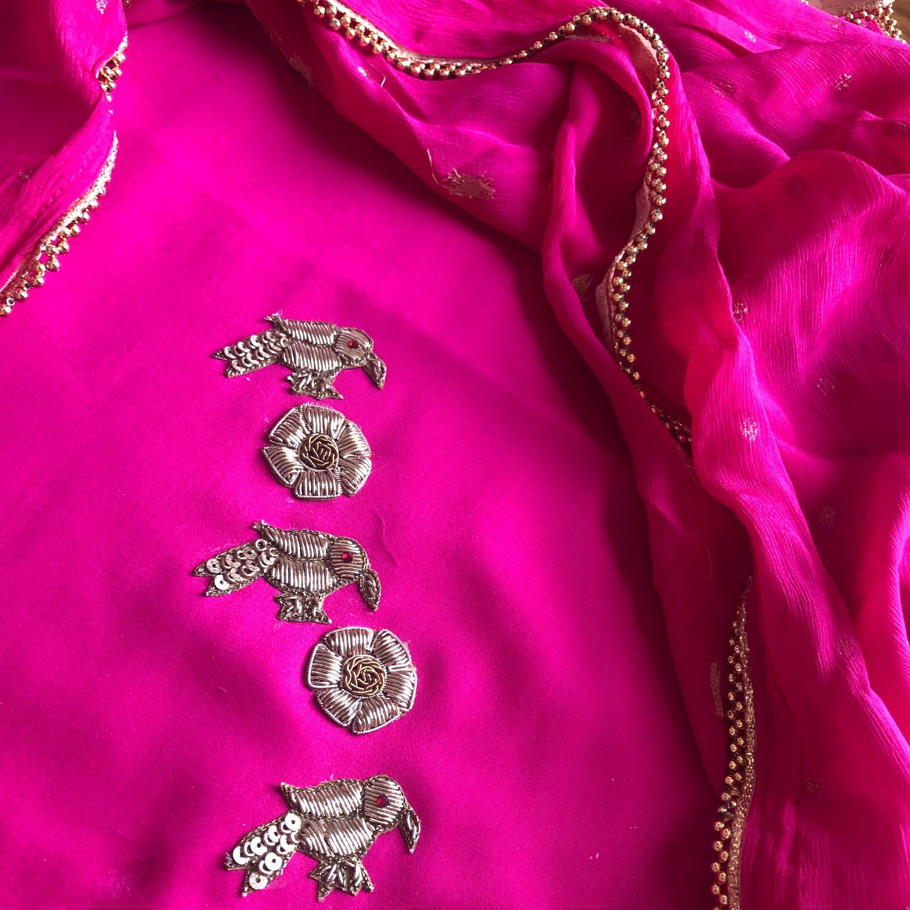 Hot Pink Punjabi Salwar Suitdesigner Suits With Price,Unstitched Salwar  Materials