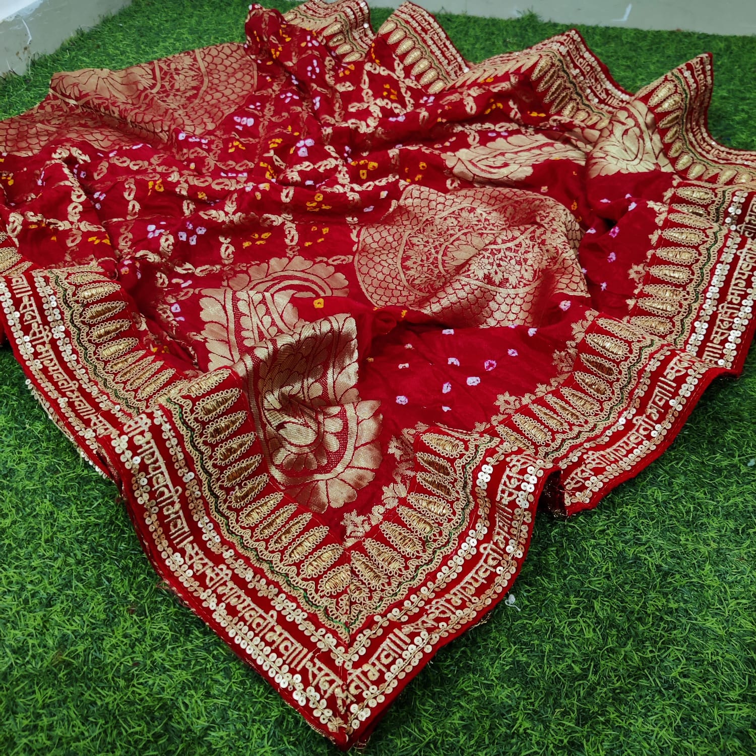 Red Marwadi Chunri Wedding Dupatta