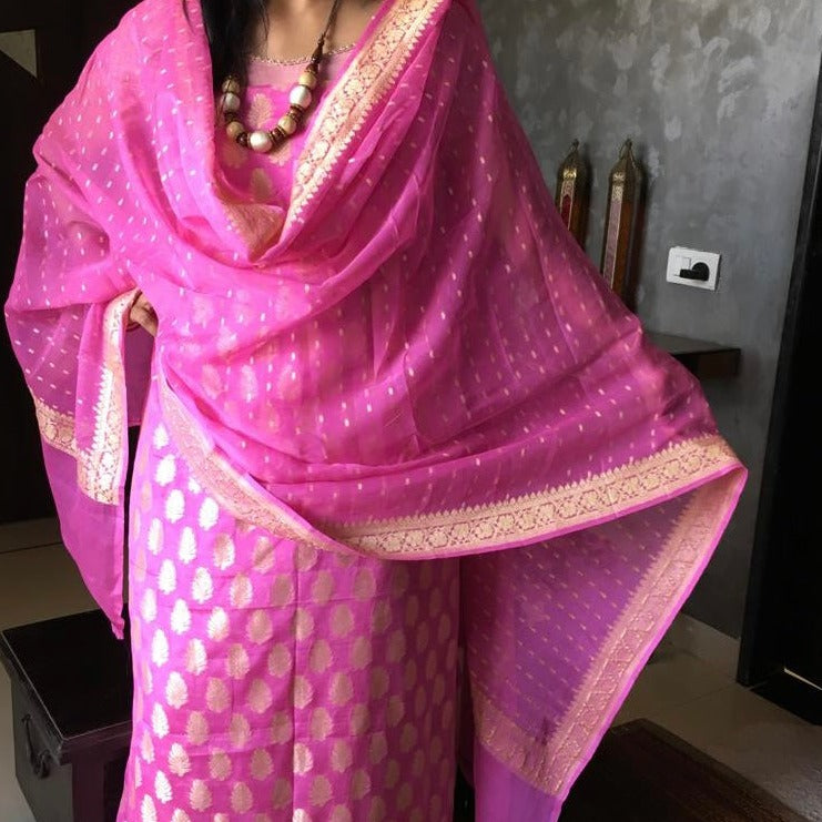 Pink Banarasi Georgette Salwar Suit