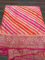 Banarasi Meenakari Sarees In pink and red