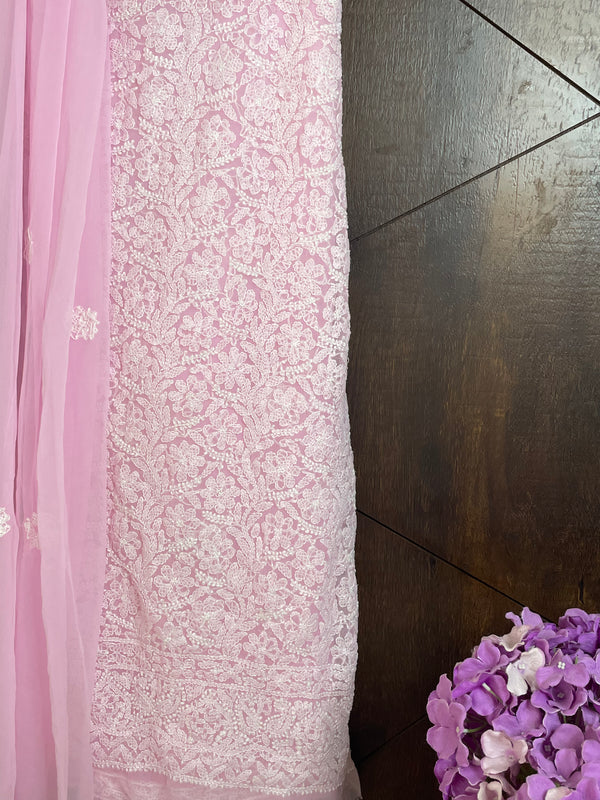 Pink Georgette Chikankari Salwar Suit