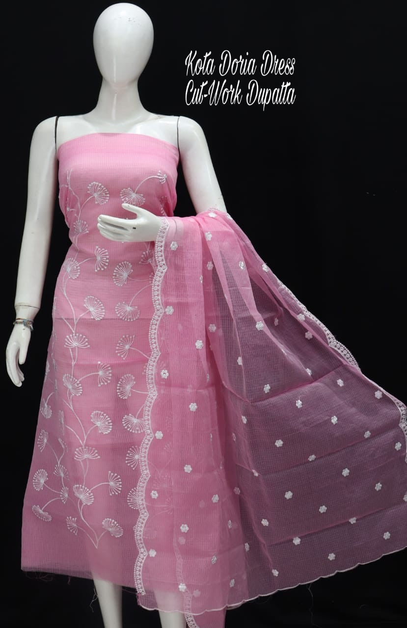 Pink Heavy Butteryfly Net With Moti Work Straight Salwar Suit – Joshindia