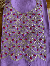 Purple Maslin Gota Patti Kurti