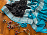 Black and blue Banarasi Khaddi Georgette Saree
