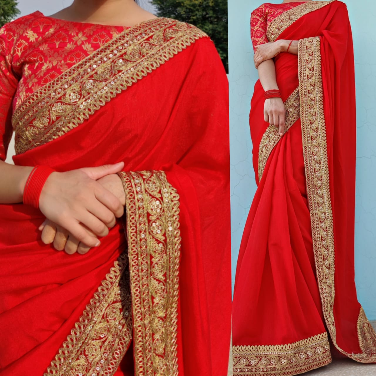 Bridal Red Designer Saree Online