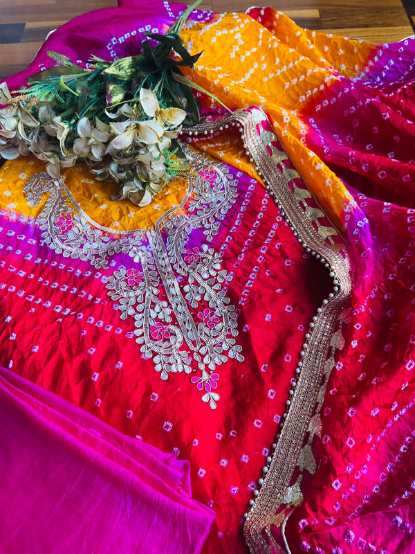 red and yellow gota patti salwar suits
