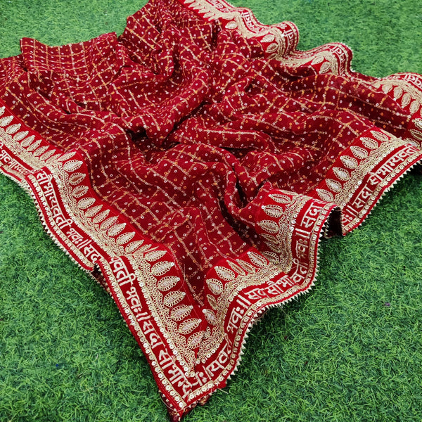 Marwadi Chunri Dupatta In Yellow and Red