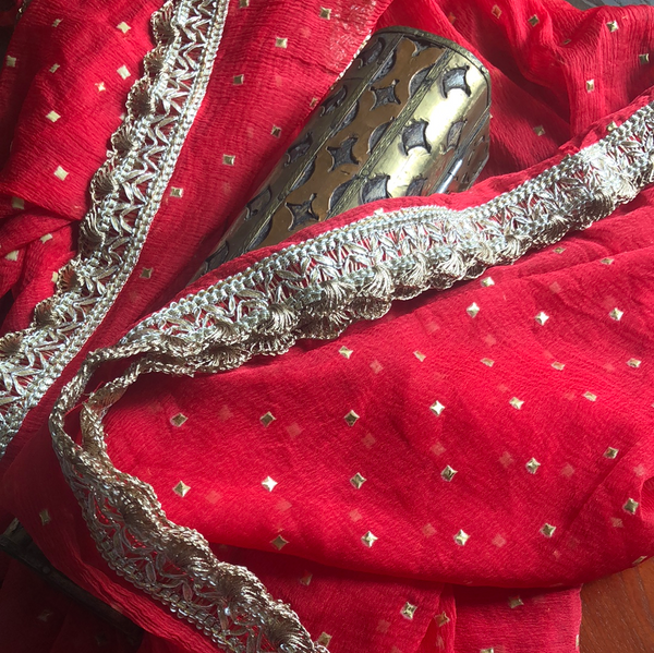 Bridal Designer Dupatta In Red