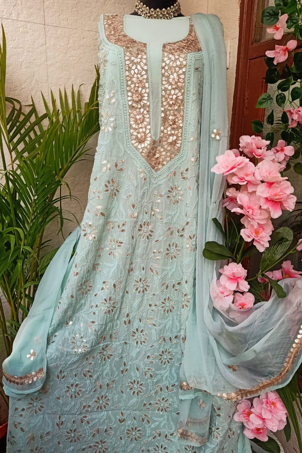 Gorgeous Chikankari Gota Salwar Suit - jhakhas.com