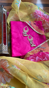 Pink Punjabi Salwar Suit With Organza Dupatta