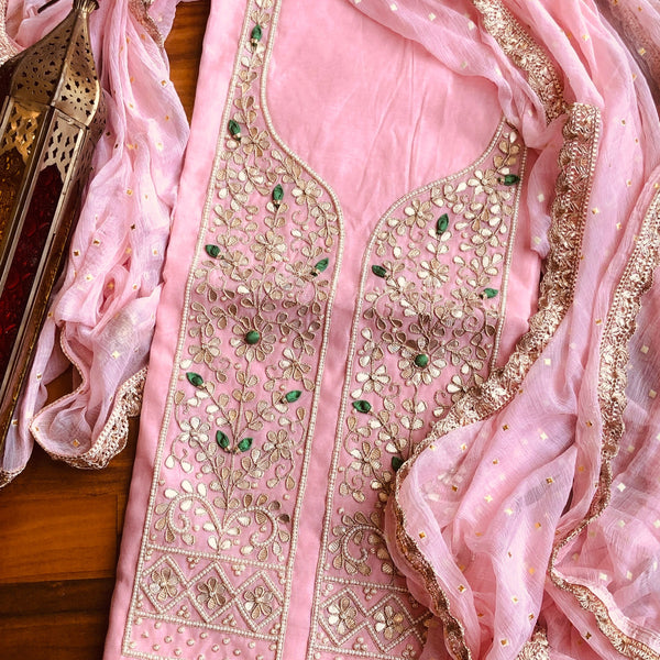 Beautiful Baby Pink Gota Work Salwar Suit - jhakhas.com