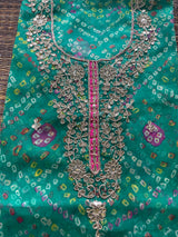 Green Bandhej Gota Patti Kurti