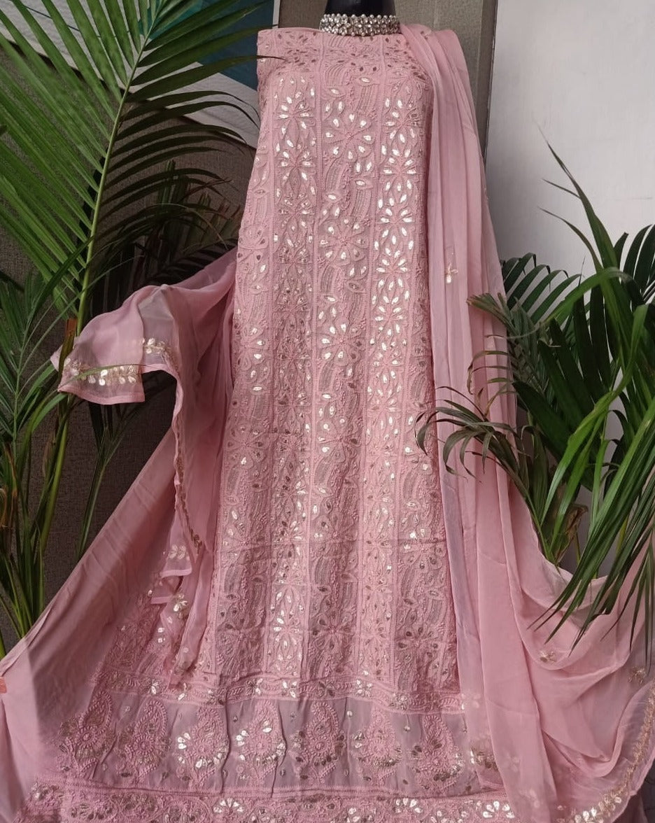 Pink Lucknowi Chikankari Gota Salwar Suit,Best Chikankari Suits Online,Buy  Chikan Suit Latest Design