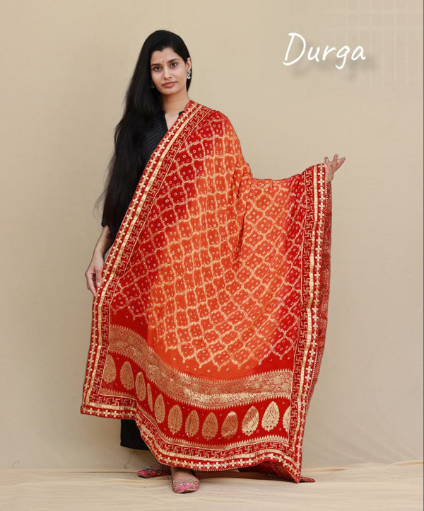 Red And OrangeBanarasi Ojaria Ghatchola Dupatta