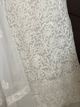 White Georgette Chikankari Salwar Suit Set