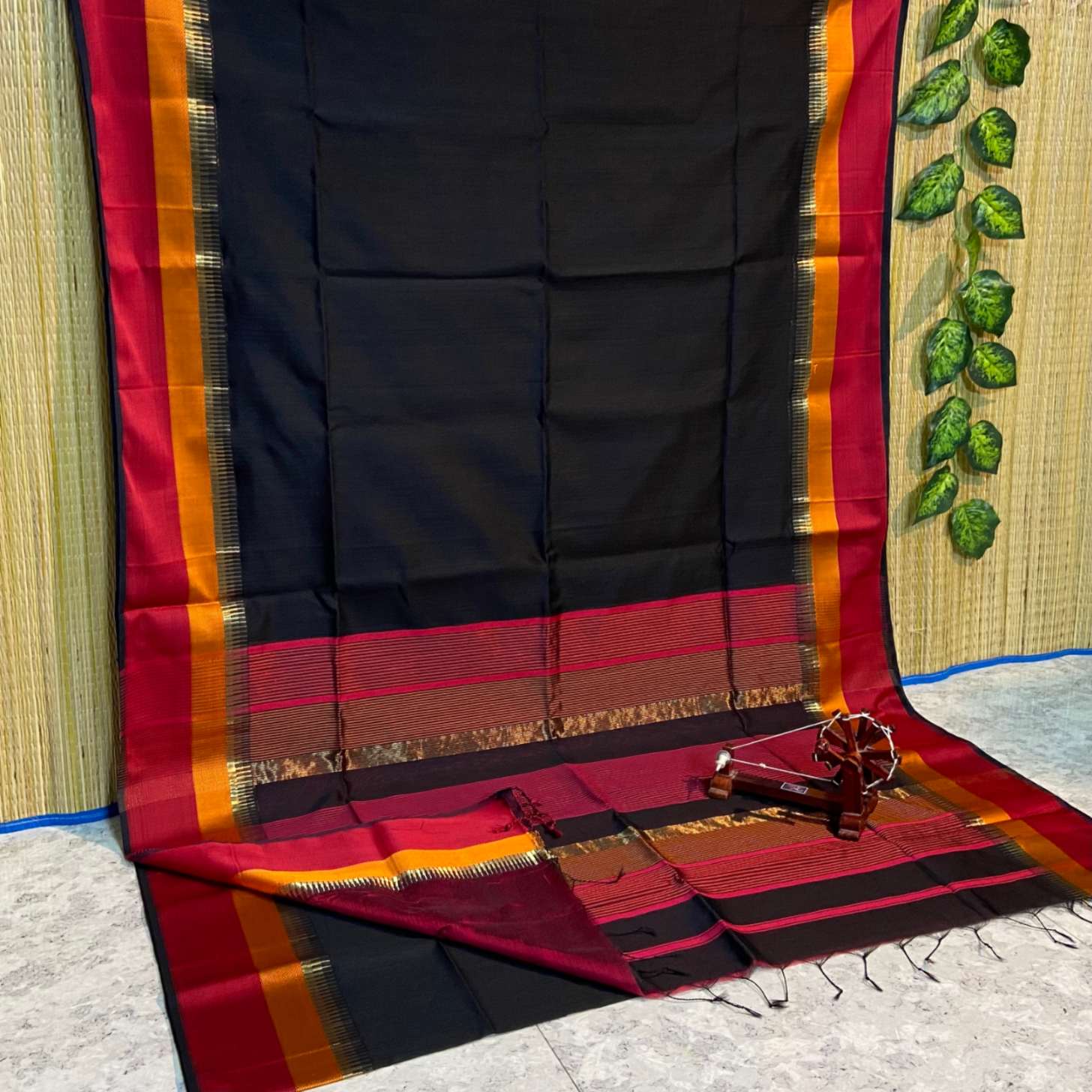 Maheshwari Silk Saree In Black