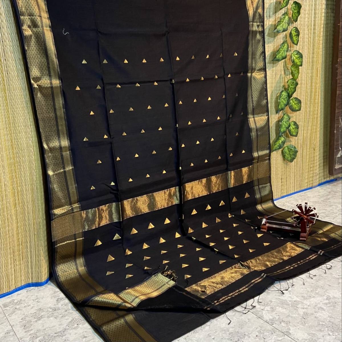 Maheshwari Silk Saree In Black