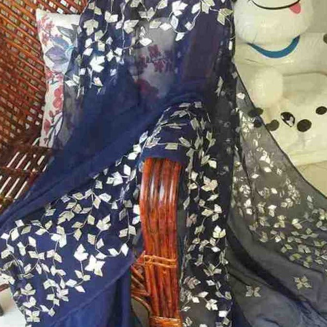 Navy Blue Gota Patti Saree,Steal Now,Rajputi Chiffon Saree,Get This,Gotta Patti Saree