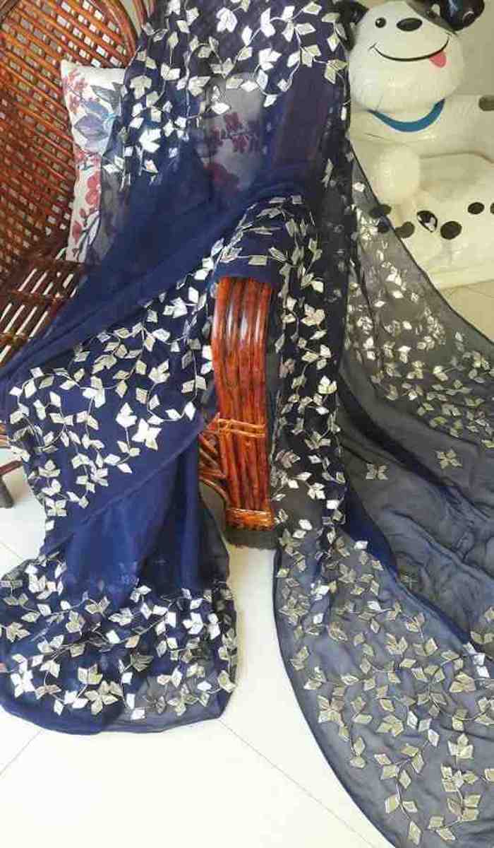 Navy Blue Gota Patti Saree