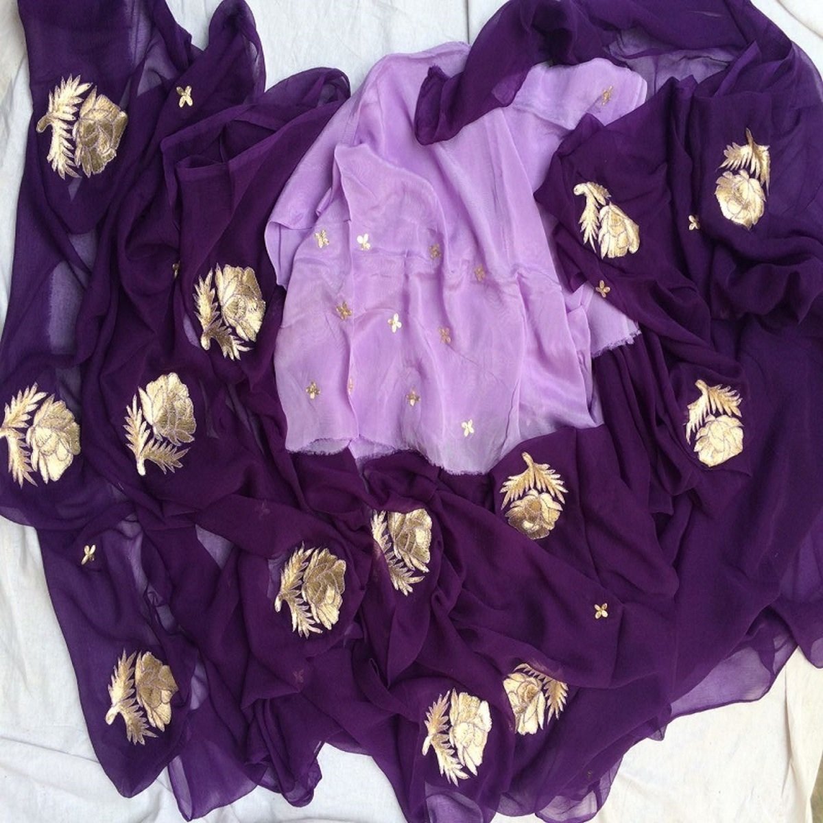 Pure Chiffon Purple Saree With Gota Work In Purple,Have Now,Pure Chiffon Saree,Buy Now,Bandhani Saree