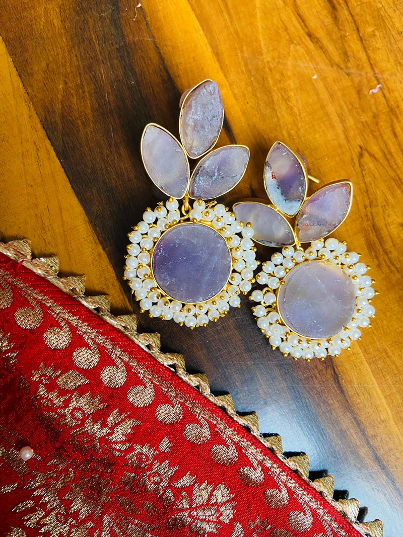 Purple Textured Raw Stone Earring, Traditional Earrings , Shop Online At Jhakhas.Com 