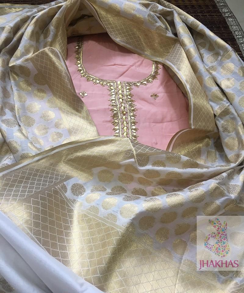 Stylish Pink Gota Patti Salwar Suit - jhakhas.com
